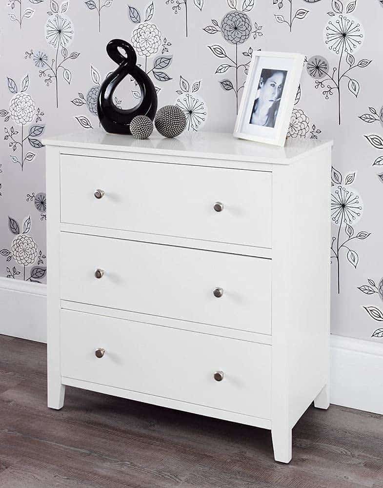 Brooklyn White 3 Drawer Large White Chest of Drawers