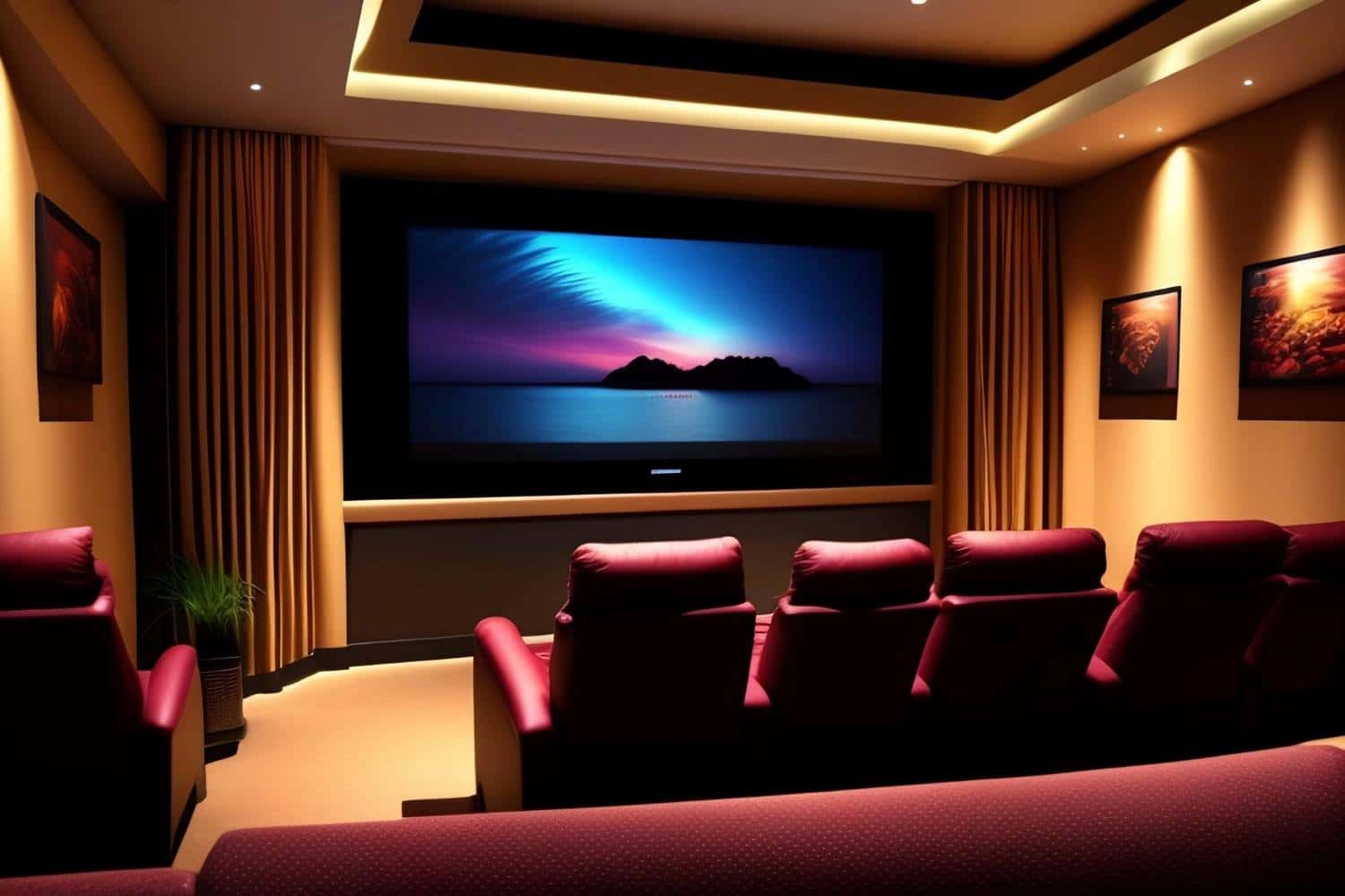 red armchairs in home cinema setting